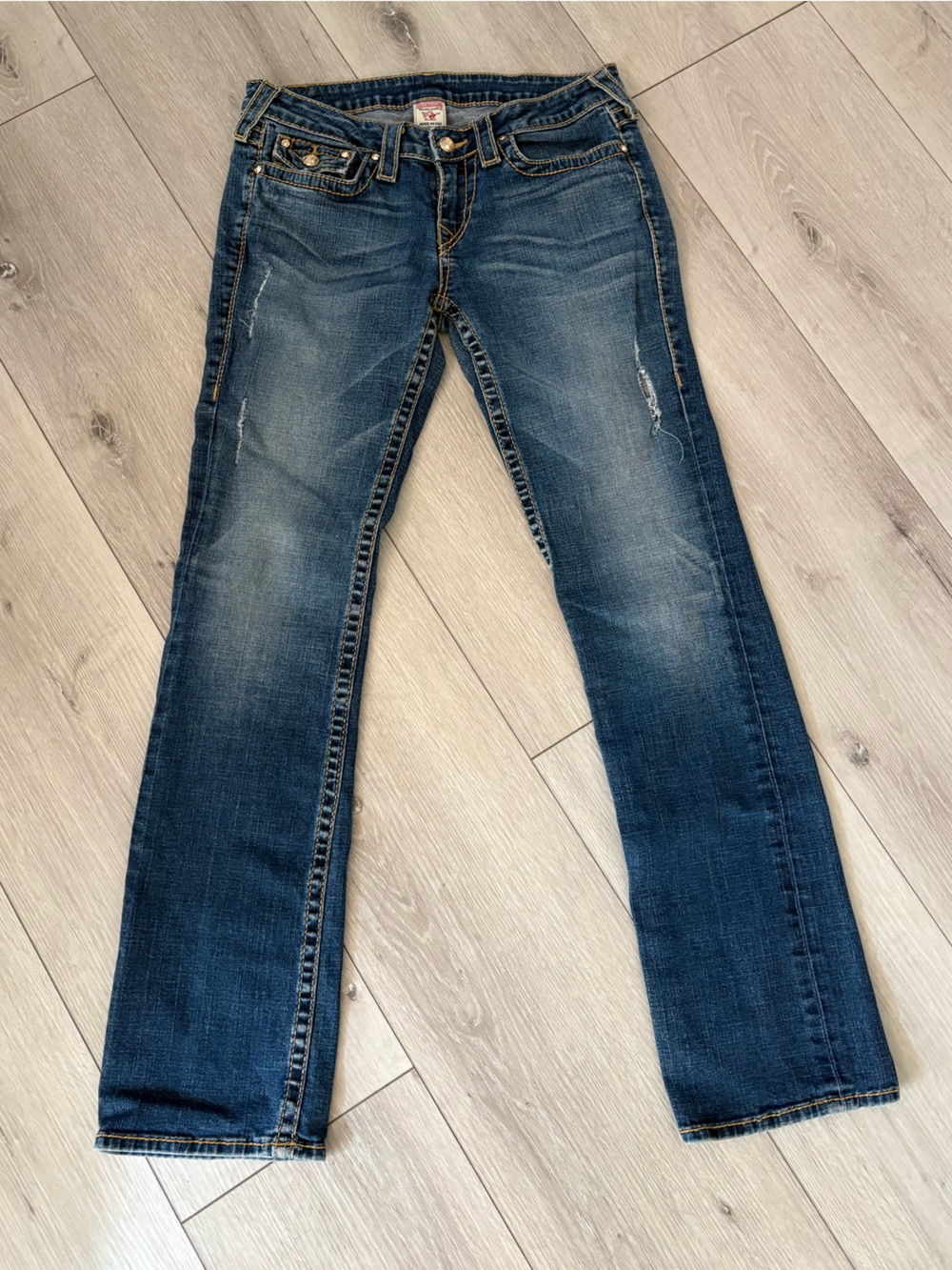Vintage Y2K True Religion Disco Billy Low Rise Jeans with Swarovski Crystal Gems